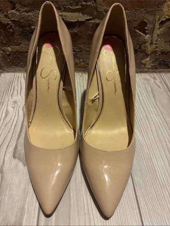 Jessica Simpson Shoes - Jessica Simpson Nude Patent Pointed Toe Pumps